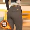 Calças Casuais de Alta Qualidade para Homens, Primavera e Outono, Forradas com Lã, Confortáveis, Corte Reto, Modelagem Slim, Estilo Business, Calças Sociais para Pais de Meia-Idade