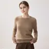 Novo suéter de gola redonda 100% caxemira pura feminino para outono e inverno, top de malha simples vintage