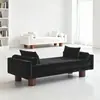 Taburete de sofá minimalista nórdico con tela y patas de madera maciza, adecuado para hotel, hogar, vestidor, sala de estar, recepción, dormitorio y pie de cama