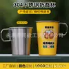 Taza de cerveza de acero inoxidable 304 con asa plegable, taza de café para acampar al aire libre, taza para bebidas frías, personalizable con logo