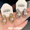 ¡Precioso y Elegante! Pendientes de Perla con Forma de Corazón de Zirconia con un Ambiente Suave, Pendientes Versátiles Simples y de Moda al por Mayor
