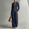 Traje Casual Transfronterizo 2026 para Mujer, Conjunto de Dos Piezas Elegante con Bloques de Color para Primavera y Verano: Camisa Cardigan y Pantalones de Pierna Ancha