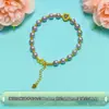 Pulseira de Prata Pura 999 com Contas de Concha Roxa em Formato de Coração e Água-Marinha para Mulheres Design de Nicho Luxo Acessível Presente de Alto Padrão para Namorada
