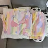 Pijamas de manga larga de primavera y otoño para mujer, de algodón con nubes y tela arrugada, estilo princesa dulce, estilo japonés, ropa fresca para el hogar.