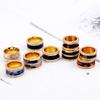 Anillo de moda de acero de titanio europeo y americano con atmósfera exagerada para hombres y mujeres, concha de plástico, anillo de acero inoxidable con diamantes