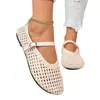 Sapatos de salto baixo vazados atacado, novos sapatos baixos de verão Mary Jane tamanho grande para mulheres, fivela plana respirável 2026 comércio exterior
