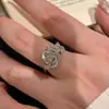 Anillo Popular de Acero Cepillado Rosa de Xiaohongshu, Anillo de Dedo Índice Lujoso y Exquisito, Estilo de Gama Alta, Una Pieza Envío Directo