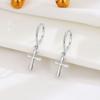 Temperamento Nicho Joyería de Plata Esterlina S925 Plata Esterlina Aretes de Cruz Personalidad Moda Aro para la Oreja Sentido Avanzado Hebilla Simple para la Oreja