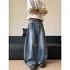 Jeans Teñidos Sucios Estilo Retro Americano Marca de Moda para Hombre Pantalones Holgados de Pierna Ancha Scimitar Verano Calle Alta Pantalones Lavados Desgastados