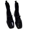 Botas Slim de Salto Bloco e Solado Grosso para Mulheres 2026 Outono/Inverno Novas Botas Stretch Versáteis Modeladoras Estilo Britânico Retrô com Laço Botas de Cano Curto