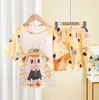 Ropa de Casa para Niños 2025 Verano Nuevo Versión Coreana Dibujos Animados Lindo Niños y Niñas Manga Corta Shorts Traje de Casa Venta al por Mayor