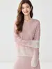 Suéter de Cashmere Feminino Céu Estrelado Degradê Gola V Camada Interna Malha Quente Moda Casual Elegante Amigo da Pele Camada Base Tricô