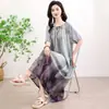 Pijamas para Mujer Verano Mediana Edad y Adulto Mayor Camisón de Algodón Seda Se Puede Usar Afuera en Verano para Madres Talla Extra Talla Grande Falda de Algodón Artificial