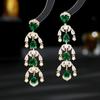 Pendientes de nicho ligeros de lujo con forma de gota de agua y aguja de plata s925, elegantes, exagerados y atmosféricos, para banquetes y fiestas.
