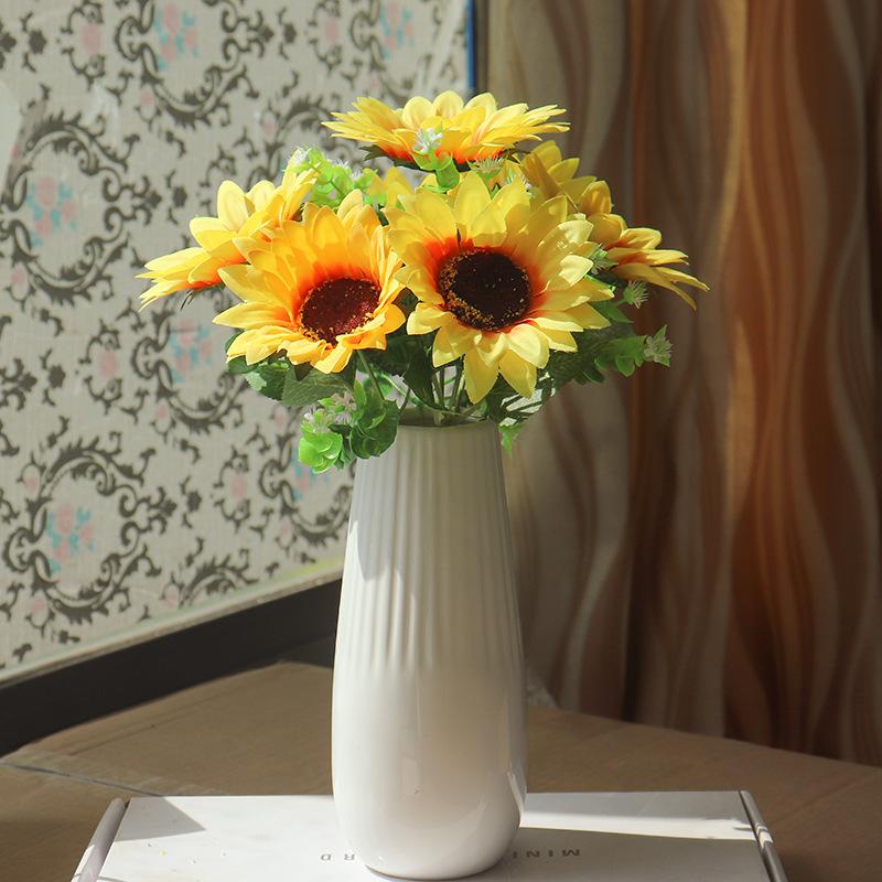 秋黄-太阳花+白竖纹花瓶