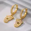 Rueda de la fortuna transfronteriza nicho ins pendientes de acero inoxidable con incrustaciones de circonita chapados en oro de 18 quilates pendientes que no se decoloran venta al por mayor