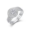 Moda Europea y Americana Anillo de Compromiso de Lujo Personalizado Anillo de Plata de Ley 925 con Diamante Mosan de 1 quilate Cruz de Torsión