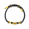 Pu Zuoqiang Color-Preservante Arena Oro Negro Oro Negro Tótem Codicioso Pulsera de Codo Collar Transferencia de Tatuaje Cuentas Tejidas a Mano para Hombres y Mujeres