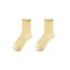 Calcetines holgados con borde enrollado para mujer, calcetines de algodón transpirables con diseño calado para verano, finos hasta la mitad de la pantorrilla, calcetines de malla de algodón estilo coreano, colores de caramelo