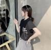 Camiseta de Manga Corta con Cremallera y Estampado de Letras, Estilo Coreano de Verano 2025, Diseño Suelto Corto Nuevo, Top para Estudiantes para Mujer