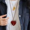 Colar de suéter com óleo vermelho Ankra retrô original, corrente de alto senso, simples, versátil, de nicho, temperamento
