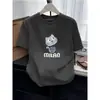 Camiseta de Algodão Puro com Ombro Reto e Manga Curta para Mulheres, Nova 2026 Slim-Fit Emagrecedora Base Cinza Top para Primavera e Verão