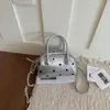 Bolso de Hombro Nuevo de un Solo Hombro Estilo Celebridad de Internet Moda Versátil Gamuza Lunares Bolso Bowling Estilo Coreano Moda Bolso de Axila para Mujer