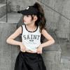 Traje fresco casual moderno para niños chaleco cruzado corto pantalones de rábano de verano para niña holgado verano estilo occidental para niña