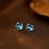 Sob a figueira de prata S999 novos brincos de pedra de nascimento dos doze signos femininos furo na orelha quatro garras diamante colorido brincos diários tudo-combinável moda