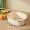 Cesta Coadeira de Pia de Cozinha Moderna para Uso Doméstico, Bandeja de Frutas Plástica de Camada Dupla, Cesta para Lavar Legumes, Escorredor de Frutas
