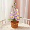 Tulipa Colorida em Degradê Finalizada, Prímula, Orquídea Borboleta, Vaso de Lã, Planta em Vaso, Ornamento de Decoração para Casa, Bonsai de Mesa