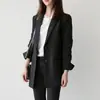 Blazer coreano para mujer de primavera y otoño con dos botones, manga larga, longitud media, ropa de trabajo casual profesional