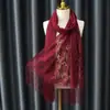 Venta Directa de Fábrica Bufanda Chal de Encaje Hueco para Mujer Verano Aire Acondicionado Borla Color Sólido Túnica Roja Grande Ropa Exterior Venta al por Mayor Venta Caliente