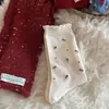 Songmu Lucky Dog Meias de Lã de Seda Vermelhas Meias Femininas de Cano Médio Outono Inverno Quentes Meias Folgadas de Ano Novo