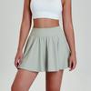 Falda de Tenis Deportiva Europea y Americana Danza Anti-Exposición Levanta Glúteos Femenino Transpirable Pantalón Falda de Yoga Secado Rápido Falda Deportiva de Media Longitud para Mujer