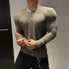 Camiseta de manga larga para hombre estilo americano, con textura de panal, secado rápido, transpirable y elástica, diseñada para el otoño