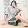 Verão Novo Casual Cintura Alta Emagrecimento Listrado Reto Perna Larga Shorts Esportivos para Mulheres [Customização de Tamanho Pequeno]