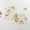 Conjunto de Ropa de Casa de Dibujos Animados para Niños Estilo Verano 2026, Ropa de Aire Acondicionado de Manga Corta para Niños y Niñas, Conjunto de Dos Piezas de Pijama Transpirable