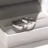 Anéis de Casal Brilhantes S999 Prata Esterlina Galaxy, Design Simples Texturizado, Anéis de Dedo, Joias, Perfeito como Presente de Aniversário para Sua Namorada