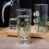 Vaso de Agua de Doble Capa con Tema de Primavera Fresca de Gran Capacidad Resistente a Altas Temperaturas Vaso Recto de Vidrio Borosilicato Alto para Jugo