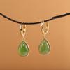 Plata S925 Plata Chapada en Oro con Gotas de Agua Pendientes de Jaspe Hotan Moda Lujo Ligero Damas Pendientes Hermosos Elegantes