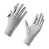 Luvas de seda gelada com proteção solar femininas finas para dirigir moto elétrica anti-ultravioleta antiderrapantes com tela destacável luvas de equitação
