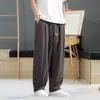 Pantalones de lino holgados y cómodos de estilo chino para hombre de verano, pantalones de pierna ancha tipo linterna holgados y finos del traje Tang para jóvenes