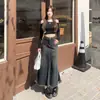 Saia jeans vintage de barra crua para mulheres, novo modelo primavera e outono 2026, cintura alta, modeladora, que cobre o quadril, em A, justa ao corpo, saia longa sereia