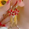 Pendientes de Gato Ojo de Gato Florales Moda Super Hada Estilo Coreano, Pendientes Elegantes y con Borlas de Ala Estilizadas, Pendientes Versátiles Exquisitos de Lujo Ligero