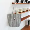 Bolsa de Lona Colorblock Rayas Frescas Nueva Primavera/Verano Gran Capacidad para el Trabajo Estudiante de Moda Bolso de Hombro para Mujer