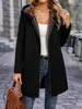 Ropa de Mujer Transfronteriza Europea y Americana Otoño e Invierno Talla Grande Forro Grueso de Felpa con Capucha Longitud Media Casual Cálido Abrigo de Mujer