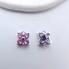 Accesorios para Joyería DIY Cobre Chapado Conserva el Color Zircón Multicolor Flor Pequeña Colgante Doble Collar Pulsera Hechos a Mano Accesorios Venta al Por Mayor