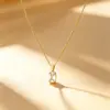 Collar con colgante de circonita multiforma, bañado en oro, con diseños de corazón, cuadrado, diamante y gota, cadena para la clavícula en forma de estrella, joyería versátil y sencilla para ventas transfronterizas
