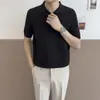 Camisa Polo de Tricô Estilo Old Money Verão Manga Curta Masculina Dandy Alta Classe Slim Fit Versátil Casual Camiseta de Manga Curta